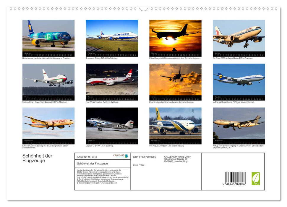 Beauty of Airplanes (CALVENDO Premium Wall Calendar 2024) 