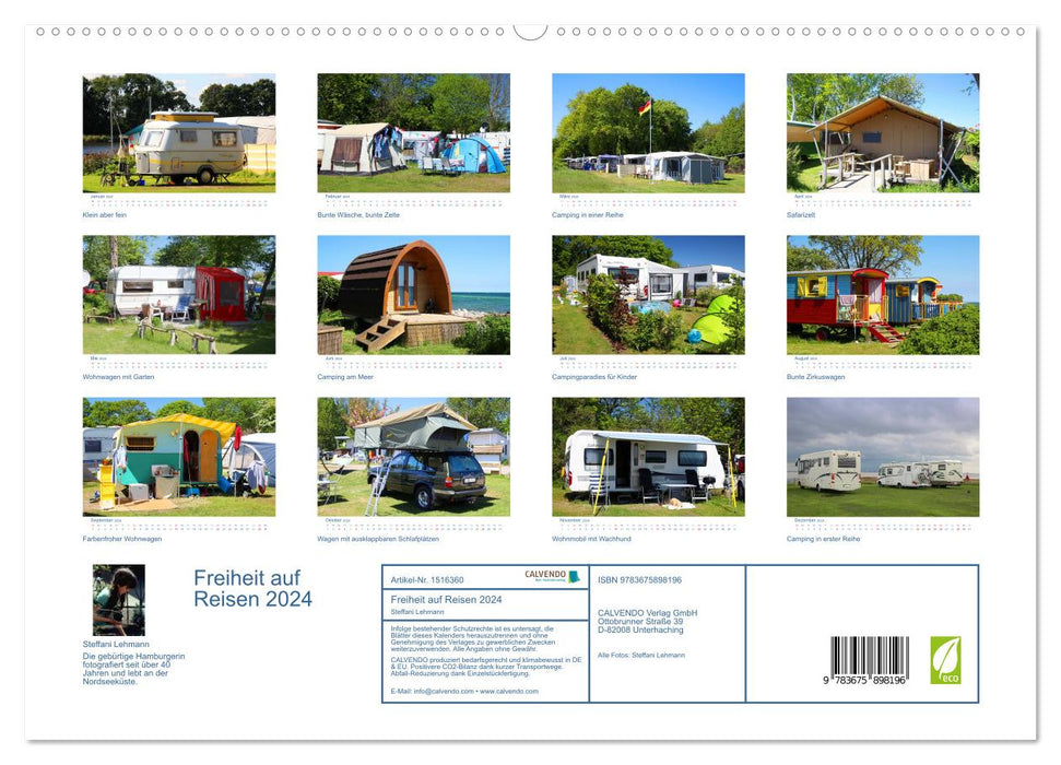 Freiheit auf Reisen 2024. Impressionen vom Camping und Zelten (CALVENDO Premium Wandkalender 2024)