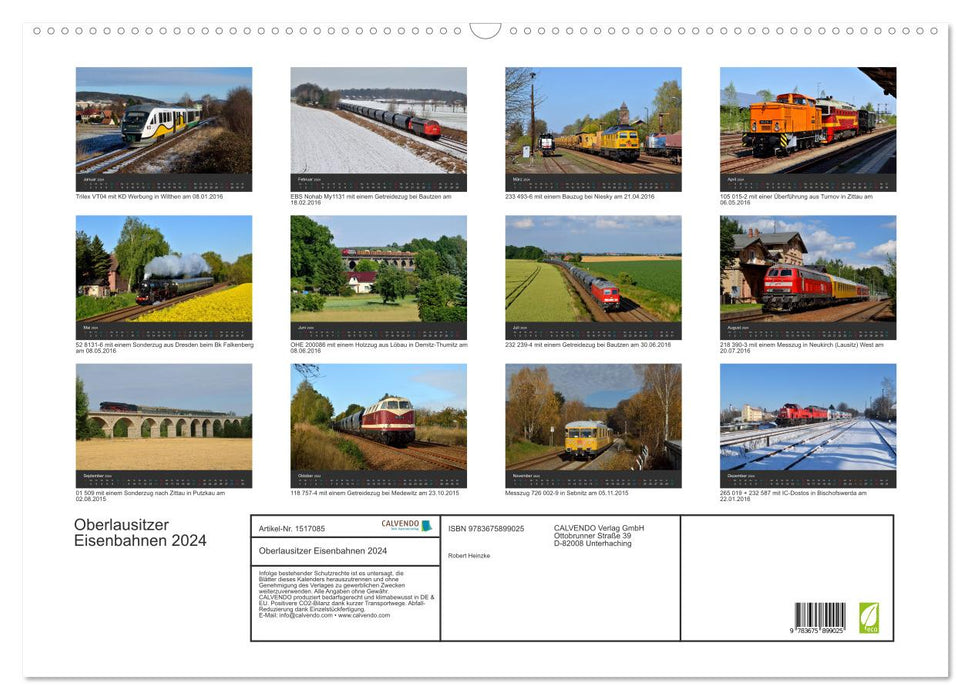 Oberlausitzer Eisenbahnen 2024 (CALVENDO Wandkalender 2024)
