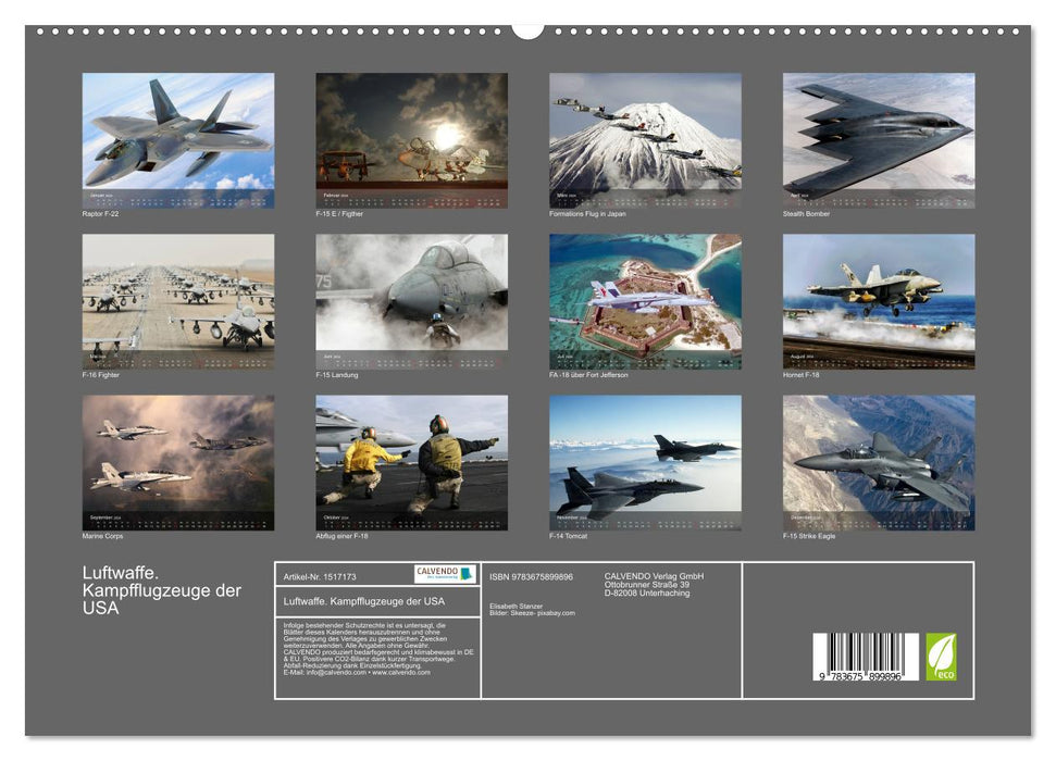 Air force. Fighter aircraft of the USA (CALVENDO Premium Wall Calendar 2024) 