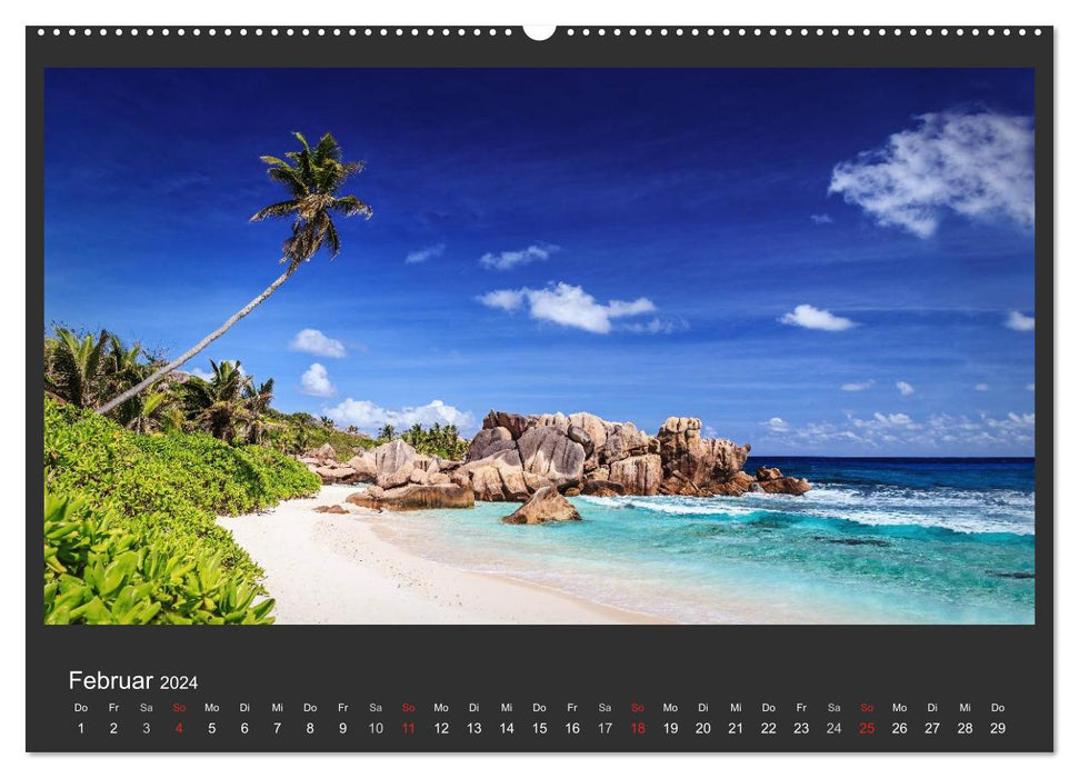 Des plages de rêve aux Seychelles au paradis (Calendrier mural CALVENDO 2024) 