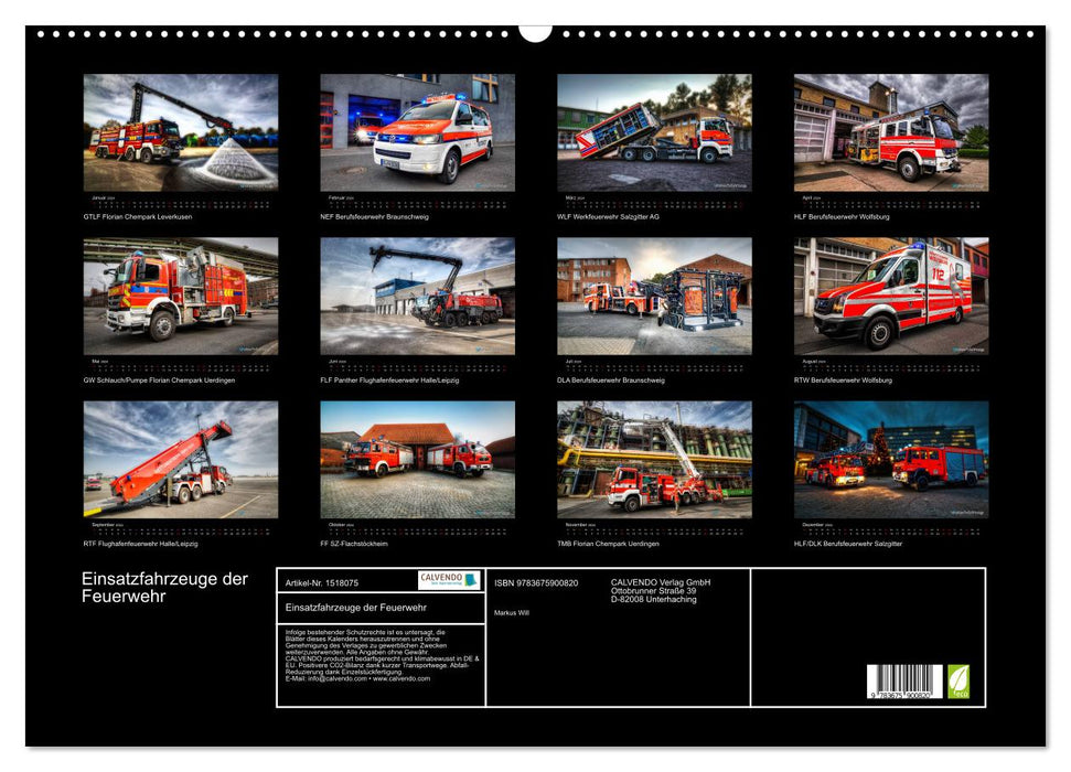 Véhicules d'urgence des pompiers (calendrier mural CALVENDO 2024) 
