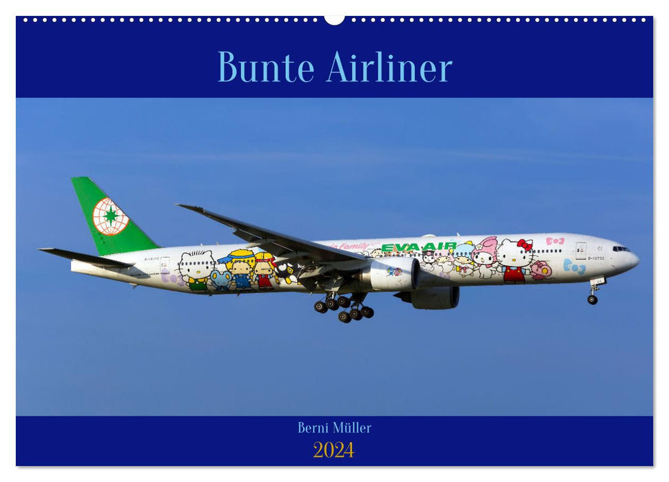 Bunte Airliner (CALVENDO Wandkalender 2024)