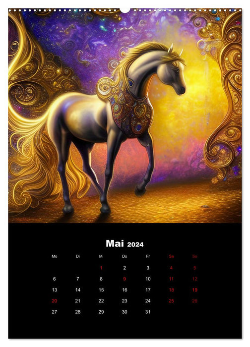 Pferde im goldenen Kleid (CALVENDO Premium Wandkalender 2024)