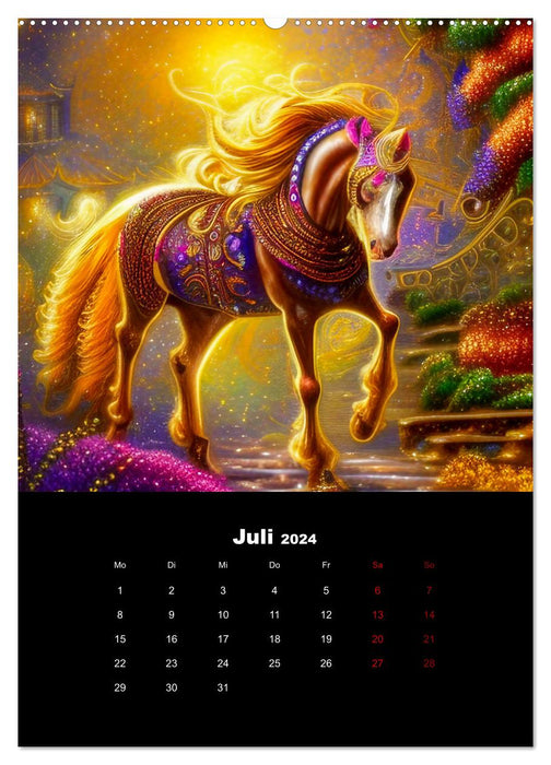 Pferde im goldenen Kleid (CALVENDO Premium Wandkalender 2024)