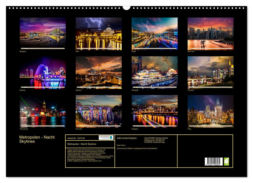 Metropolises - Night Skylines (CALVENDO Wall Calendar 2024) 