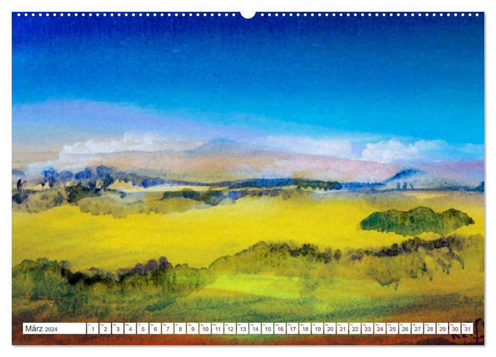 Roland Reiff Aquarelle Himmelslanschaften (CALVENDO Premium Wandkalender 2024)