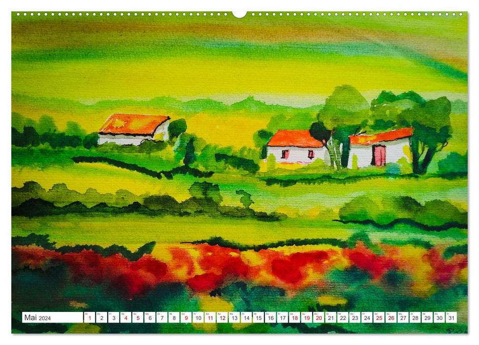 Roland Reiff Aquarelle Ciel Paysages (Calvendo Premium Calendrier mural 2024) 