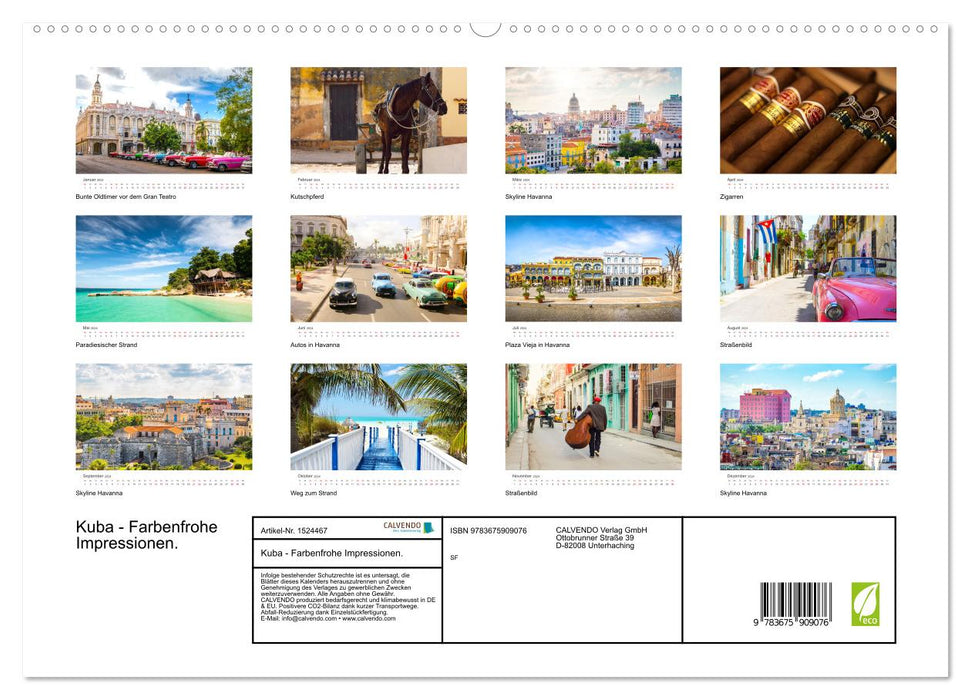 Kuba - Farbenfrohe Impressionen. (CALVENDO Premium Wandkalender 2024)