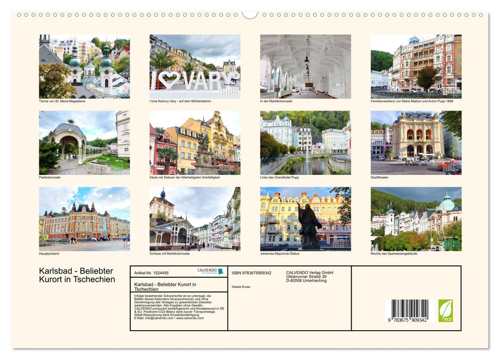 Karlsbad - Beliebter Kurort in Tschechien (CALVENDO Premium Wandkalender 2024)