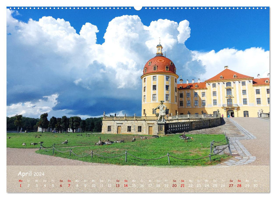 Schloss Moritzburg und das Fasanenschlösschen (CALVENDO Premium Wandkalender 2024)