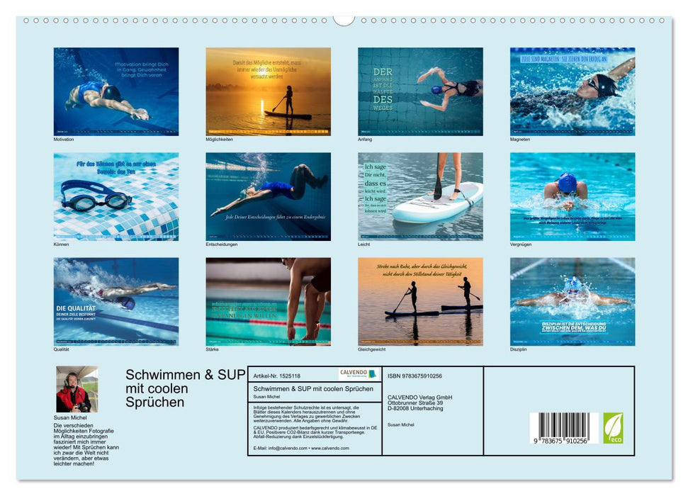 Schwimmen und SUP Begleitet mit coolen Sprüchen (CALVENDO Premium Wandkalender 2024)