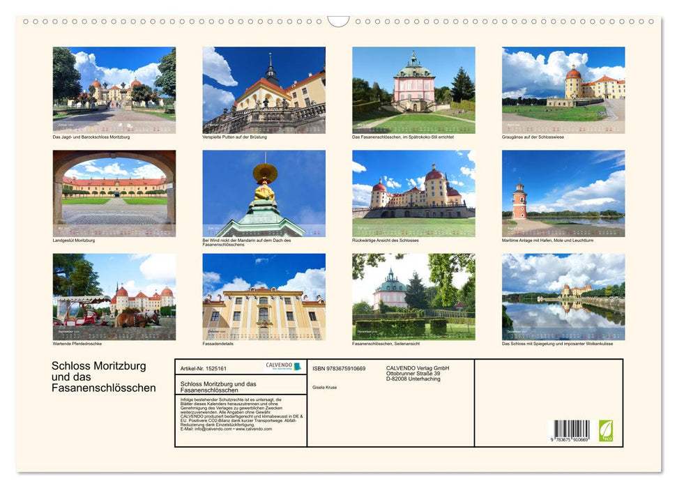 Schloss Moritzburg und das Fasanenschlösschen (CALVENDO Wandkalender 2024)