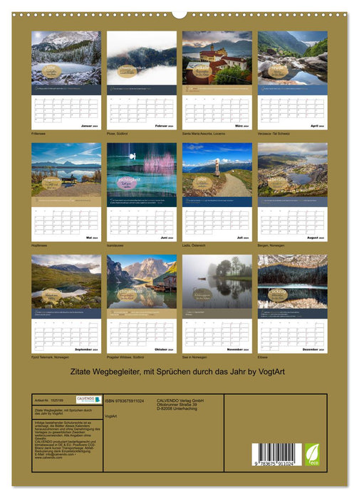 Zitate Wegbegleiter, mit Sprüchen durch das Jahr by VogtArt (CALVENDO Premium Wandkalender 2024)