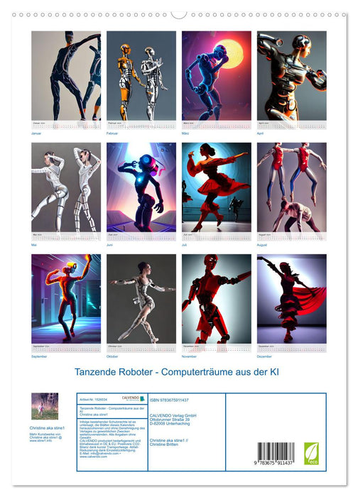 Robots dansants – Rêves informatiques de l'IA (calendrier mural CALVENDO Premium 2024) 