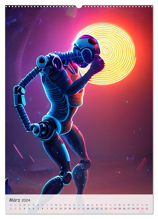 Tanzende Roboter - Computerträume aus der KI (CALVENDO Premium Wandkalender 2024)