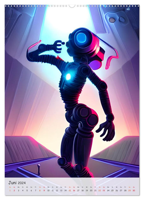 Robots dansants – Rêves informatiques de l'IA (calendrier mural CALVENDO Premium 2024) 
