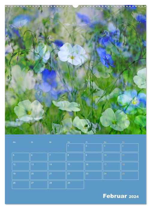 Kunterbunt gemischt - Kunterbunt gemischt - Farbenfroher Jahresplaner mit aufwändigen Pflanzencollagen (CALVENDO Wandkalender 2024)