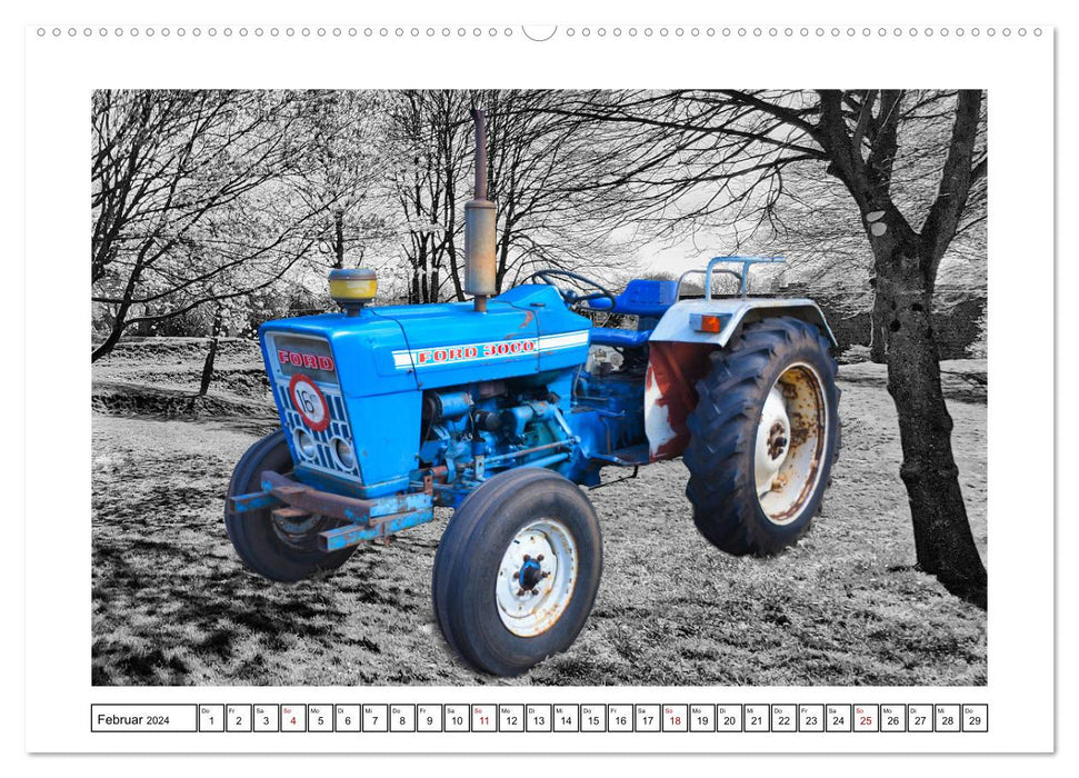 Tracteurs - voitures anciennes de l'étranger (Calendrier mural CALVENDO Premium 2024) 