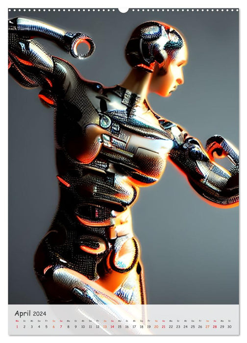 Robots dansants - rêves informatiques de l'IA (calendrier mural CALVENDO 2024) 