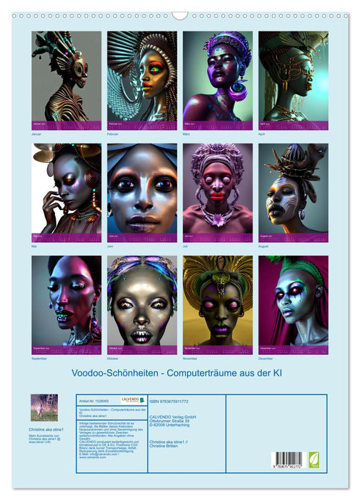 Voodoo-Schönheiten - Computerträume aus der KI (CALVENDO Wandkalender 2024)