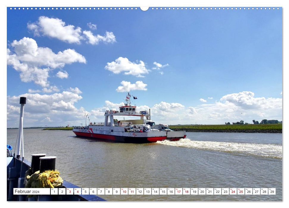 Ferry de l'Elbe - Glückstadt-Wischhafen (Calendrier mural CALVENDO Premium 2024) 