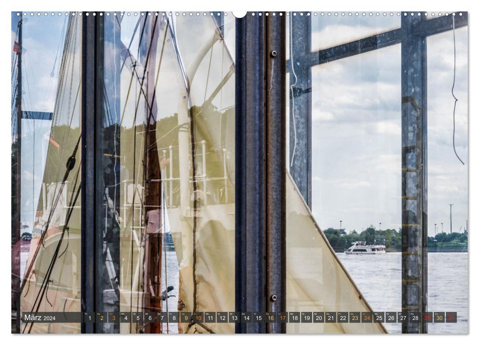 La ville portuaire de Hambourg dans le miroir (Calvendo mural Premium CALVENDO 2024) 