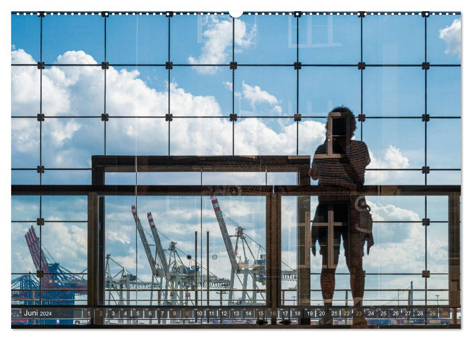 La ville portuaire de Hambourg dans le miroir (Calvendo mural Premium CALVENDO 2024) 