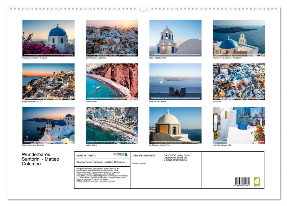 Wunderbares Santorini - Matteo Colombo (CALVENDO Wandkalender 2024)