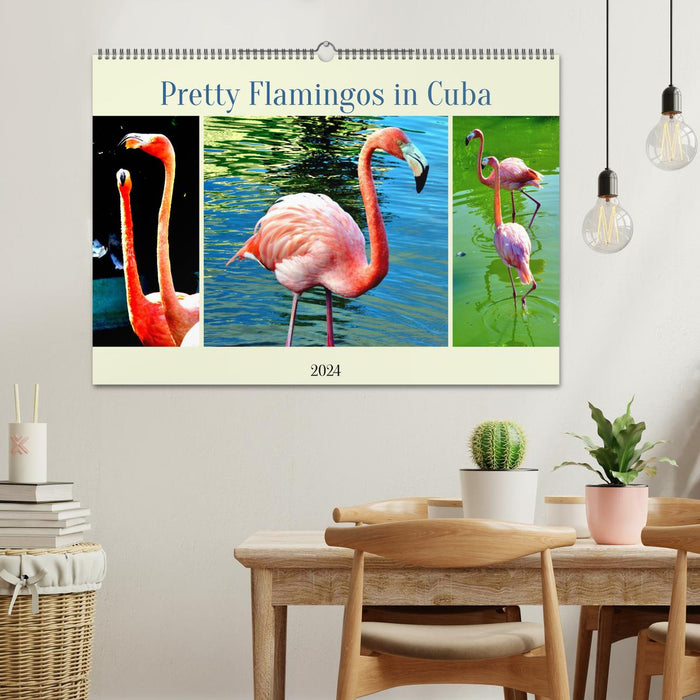 Pretty Flamingos in Cuba (CALVENDO Wandkalender 2024)