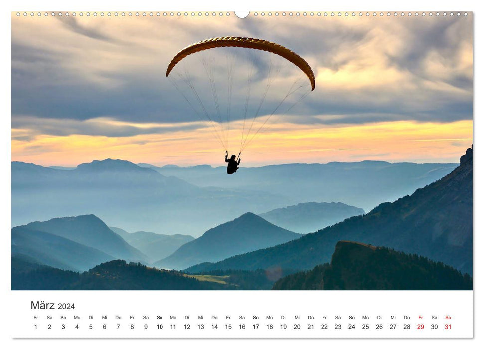 Paragleiten - Der Wunsch vom Fliegen. (CALVENDO Premium Wandkalender 2024)