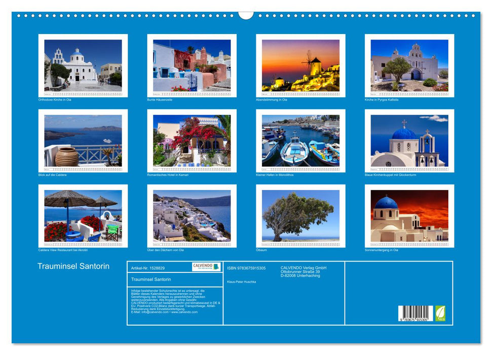 Dream island of Santorini (CALVENDO wall calendar 2024) 