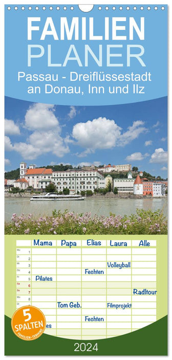 Passau - Dreiflüssestadt an Donau, Inn und Ilz (CALVENDO Familienplaner 2024)