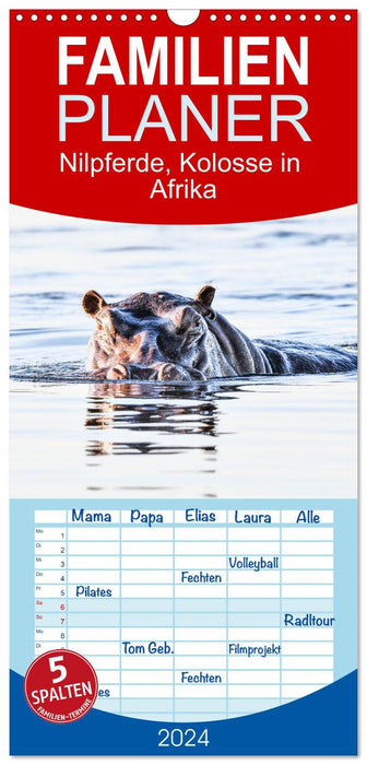 Hippopotames, colosses en Afrique (Agenda familial CALVENDO 2024) 