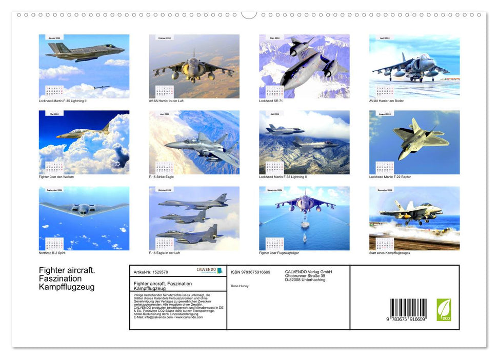 Avions de chasse. Fascination pour les avions de chasse (Calvendo Premium Wall Calendar 2024) 