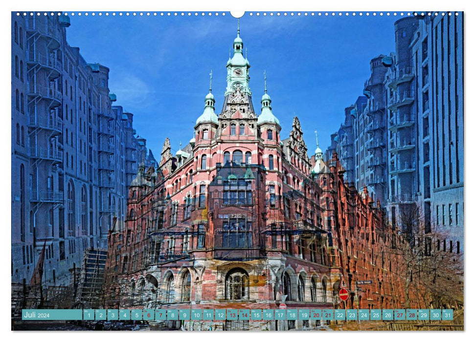 Hamburg mal 2 (CALVENDO Premium Wandkalender 2024)