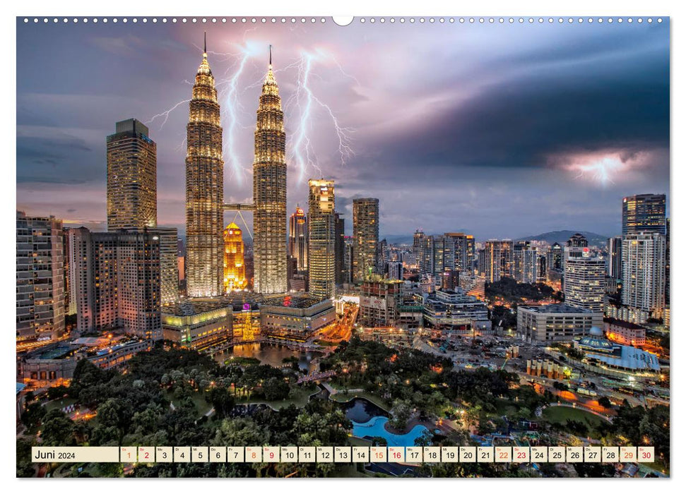 Metropolen - Weltstädte im Blitzlicht (CALVENDO Premium Wandkalender 2024)