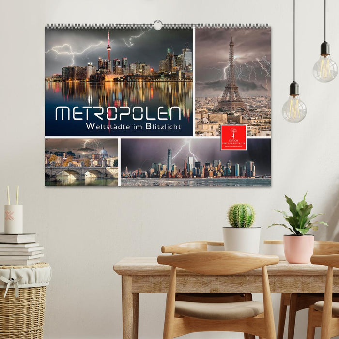 Metropolen - Weltstädte im Blitzlicht (CALVENDO Wandkalender 2024)