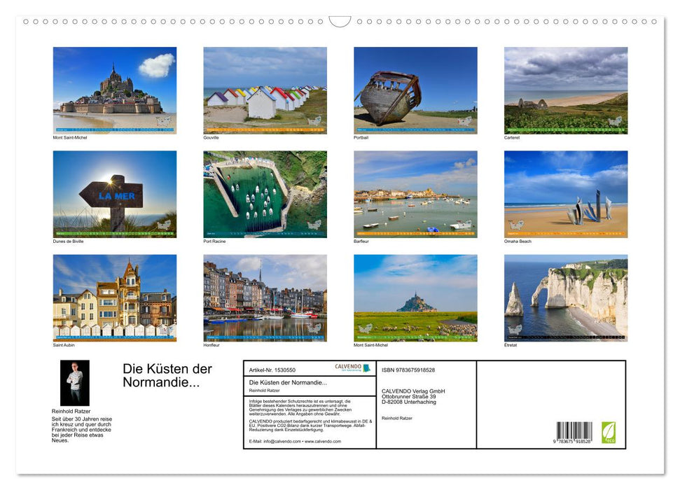 Die Küsten der Normandie vom Mont Saint-Michel bis Étretat (CALVENDO Wandkalender 2024)