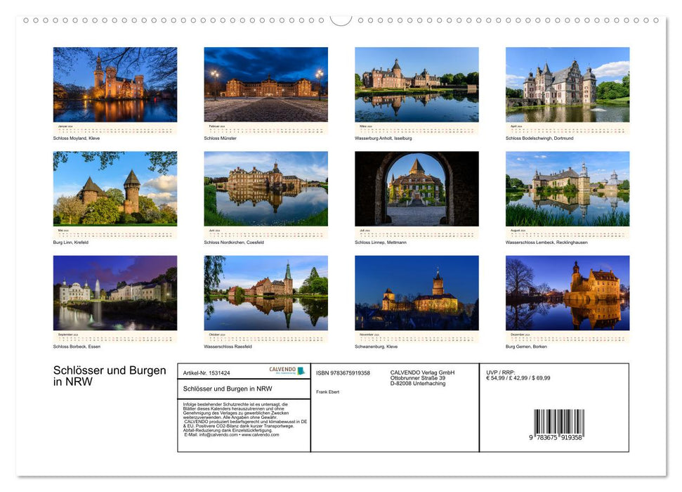 Schlösser und Burgen in NRW (CALVENDO Wandkalender 2024)