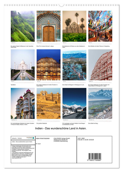Indien - Das wunderschöne Land in Asien. (CALVENDO Wandkalender 2024)