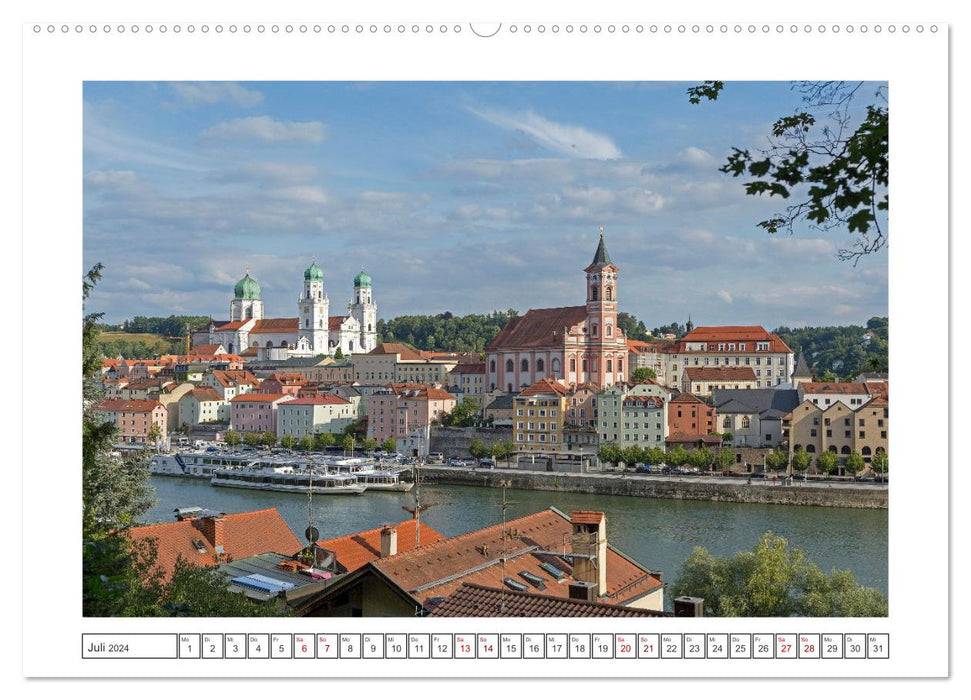 Passau - Dreiflüssestadt an Donau, Inn und Ilz (CALVENDO Premium Wandkalender 2024)