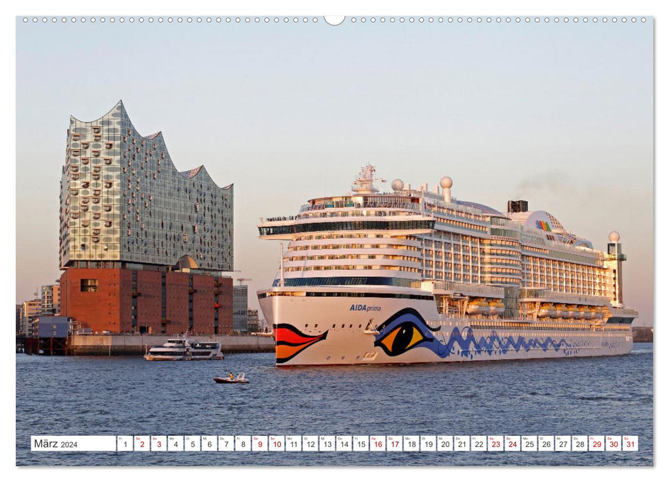 Der Hamburger Hafen - Touristenattraktion, Güterumschlag, Arbeitsstätte (CALVENDO Wandkalender 2024)