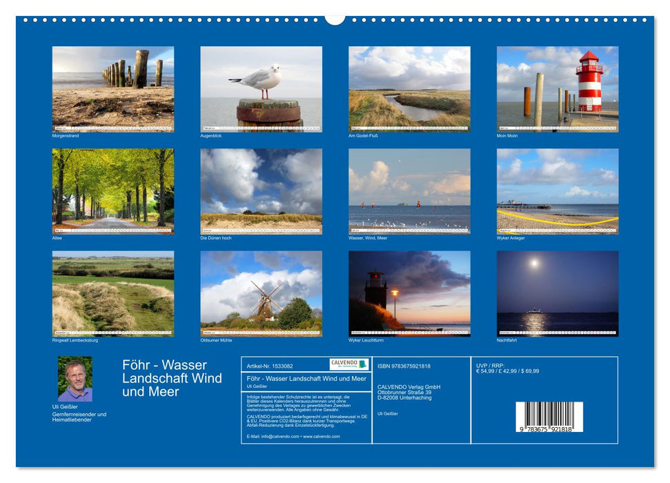 Föhr - Wasser Landschaft Wind und Meer (CALVENDO Wandkalender 2024)