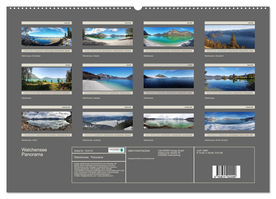Walchensee Panorama (CALVENDO Premium Wall Calendar 2024) 
