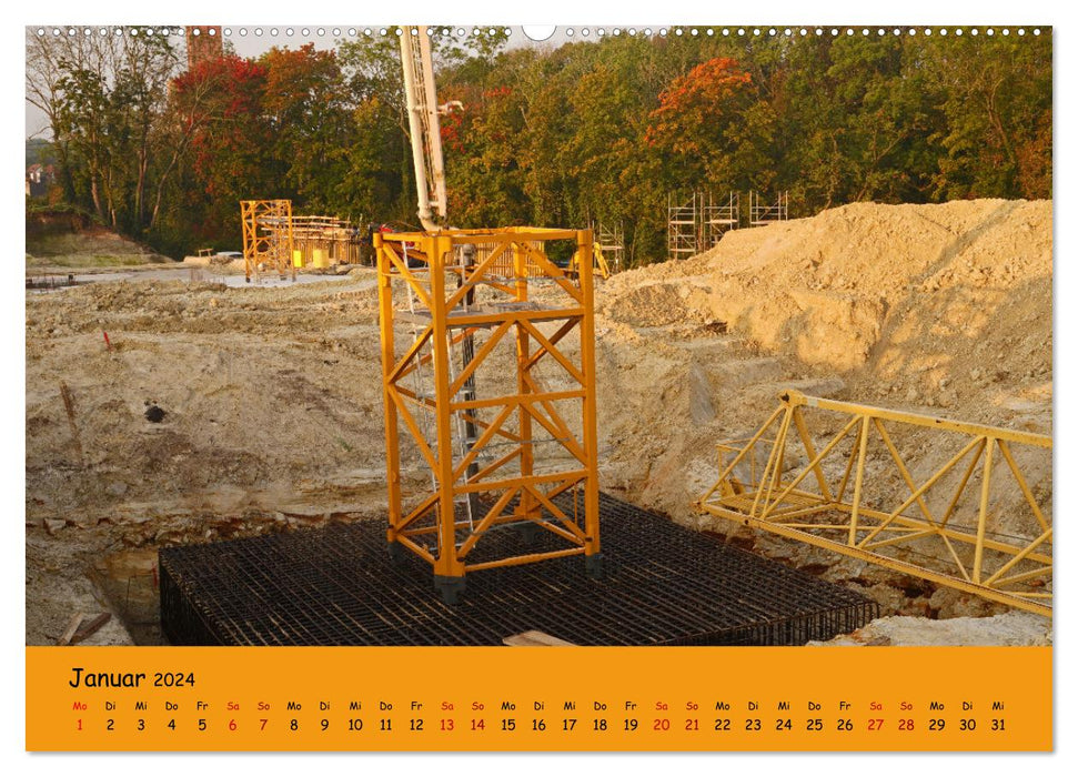 Construire une grue à flèche en treillis (Calendrier mural CALVENDO Premium 2024) 