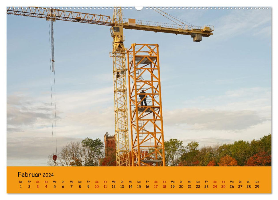 Construire une grue à flèche en treillis (Calendrier mural CALVENDO Premium 2024) 