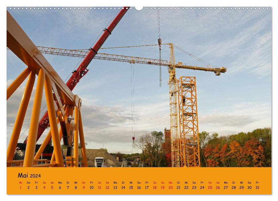 Construire une grue à flèche en treillis (Calendrier mural CALVENDO Premium 2024) 