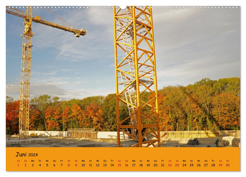 Construire une grue à flèche en treillis (Calendrier mural CALVENDO Premium 2024) 