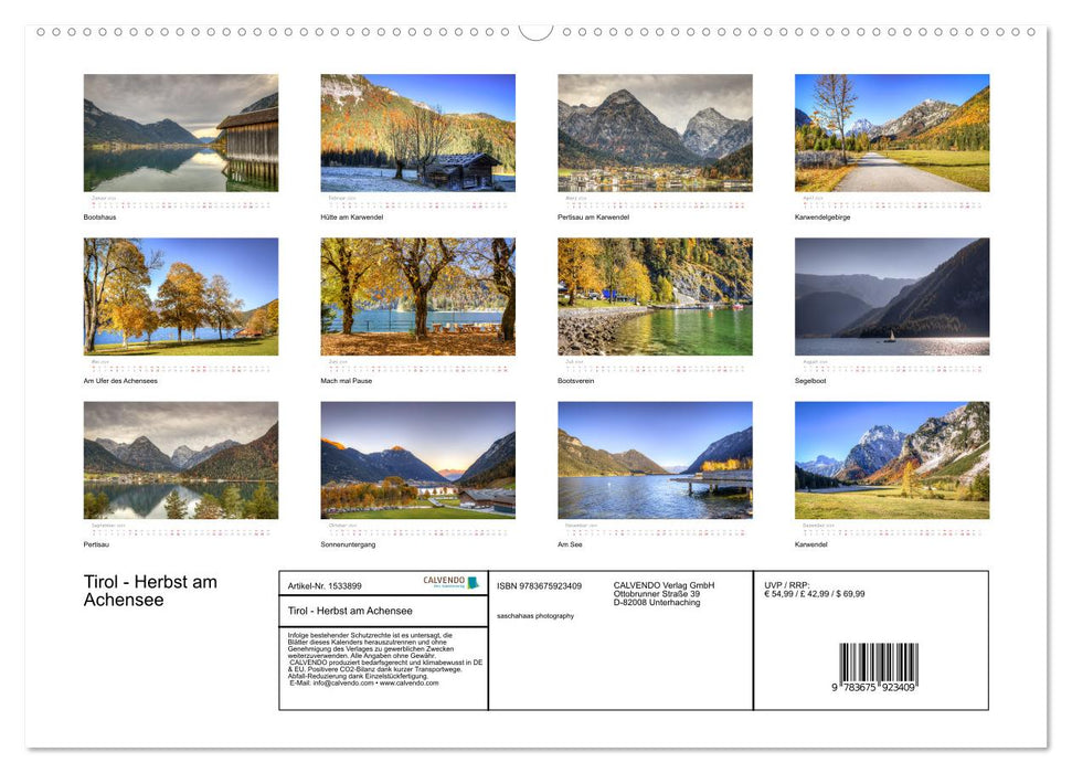 Tyrol - Automne au lac Achensee (Calendrier mural CALVENDO 2024) 